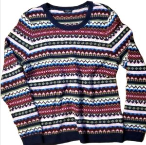 Talbots Petites Womans Colorful Striped Wool Blend‎ Sweater Size Large Petite